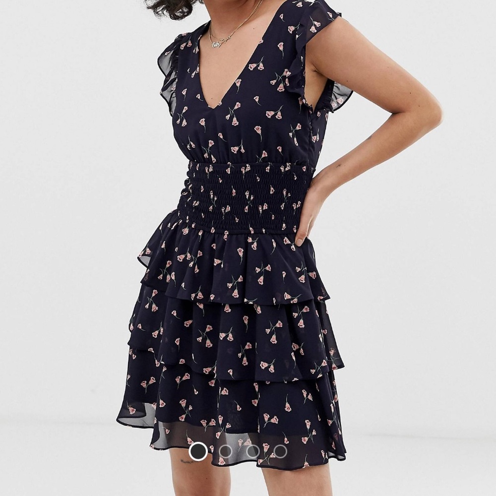 Wild Honey navy floral tea dress
